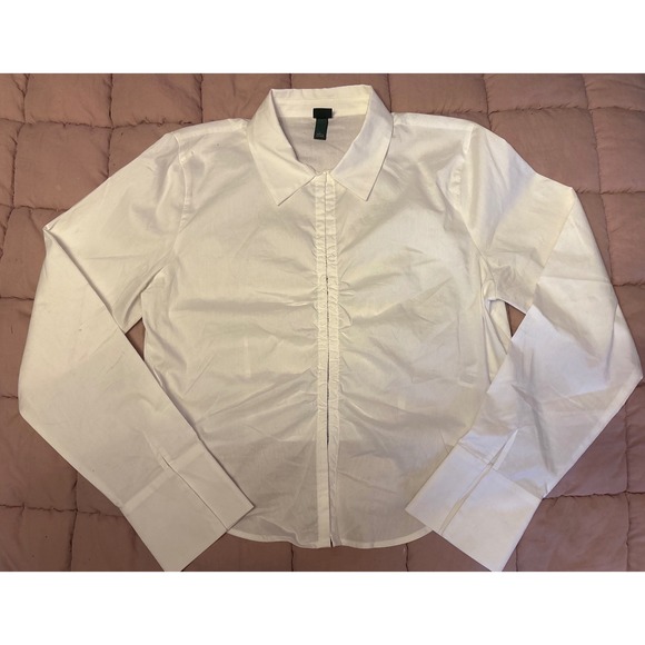 wild fable Tops - Wild Fable Womens‎ White Cropped Hook & Eye Front Long Sleeve Top, Size L